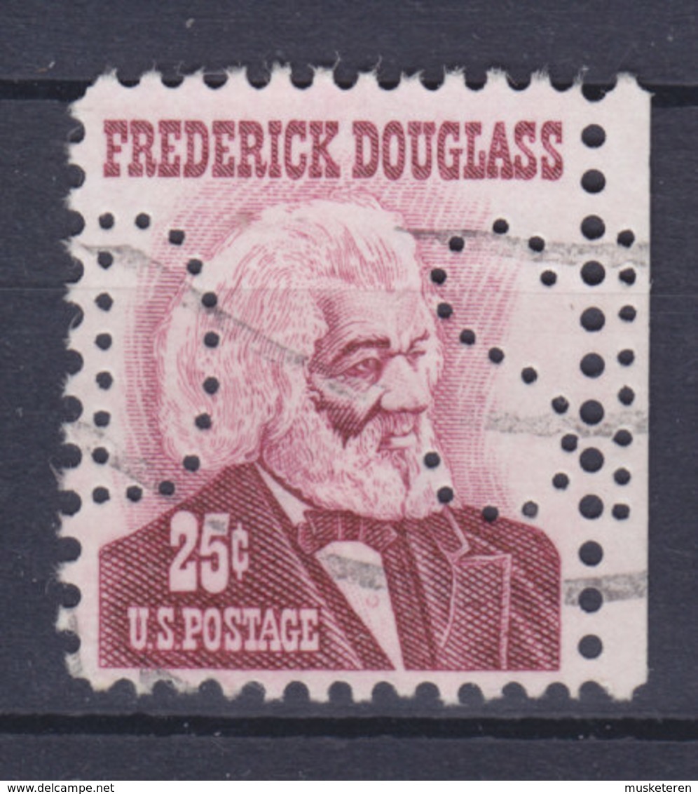 United States Perfin Perforé Lochung 'D S' 25c. Frederck Douglas (2 Scans) - Zähnungen (Perfins)