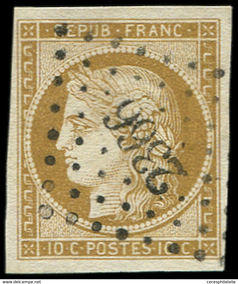 EMISSION DE 1849 - 1    10c. Bistre, Jolie Nuance, Obl. PC 2366, Superbe, C Et Br - 1849-1850 Cérès