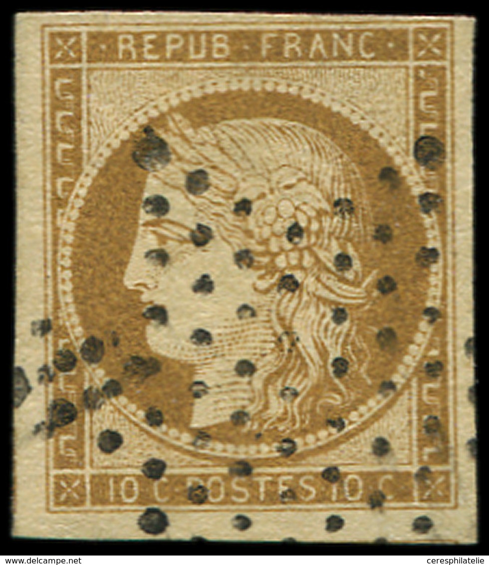EMISSION DE 1849 - 1    10c. Bistre-jaune, Obl. ETOILE, Grandes Marges, TTB - 1849-1850 Cérès
