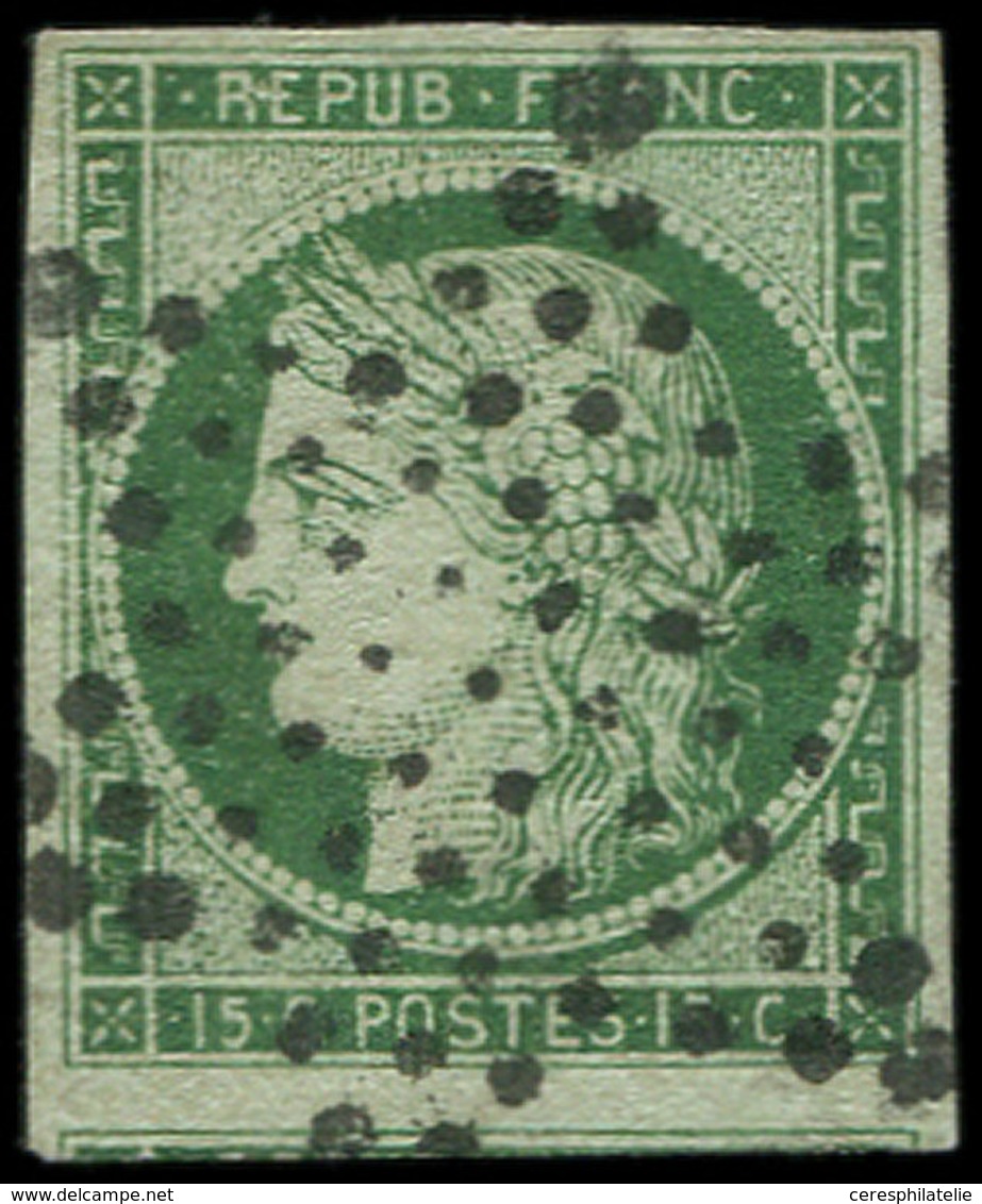 EMISSION DE 1849 - 2    15c. Vert, Voisin En Bas, Obl. ETOILE, TTB. C - 1849-1850 Cérès