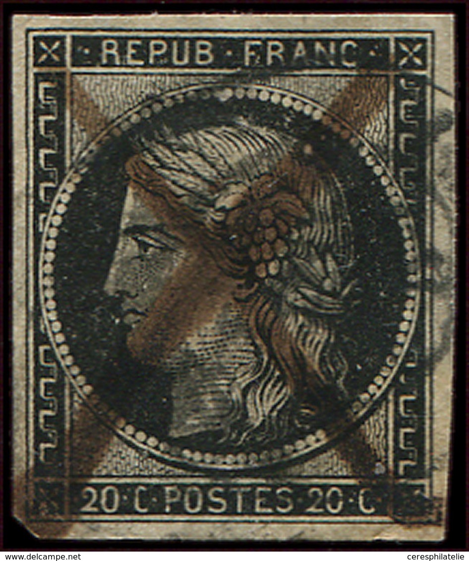 EMISSION DE 1849 - 3a   20c. Noir Sur Blanc, Obl. PLUME Et Càd, Trou D'épingle Sinon TB - 1849-1850 Cérès