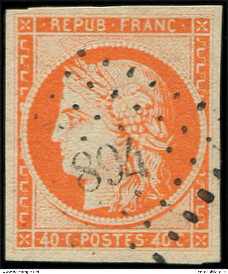 EMISSION DE 1849 - 5    40c. Orange, Obl. PC 894, Superbe - 1849-1850 Cérès