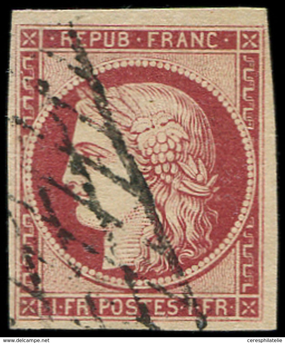 EMISSION DE 1849 - 6     1f. Carmin, Obl. GRILLE SANS FIN, TB - 1849-1850 Ceres