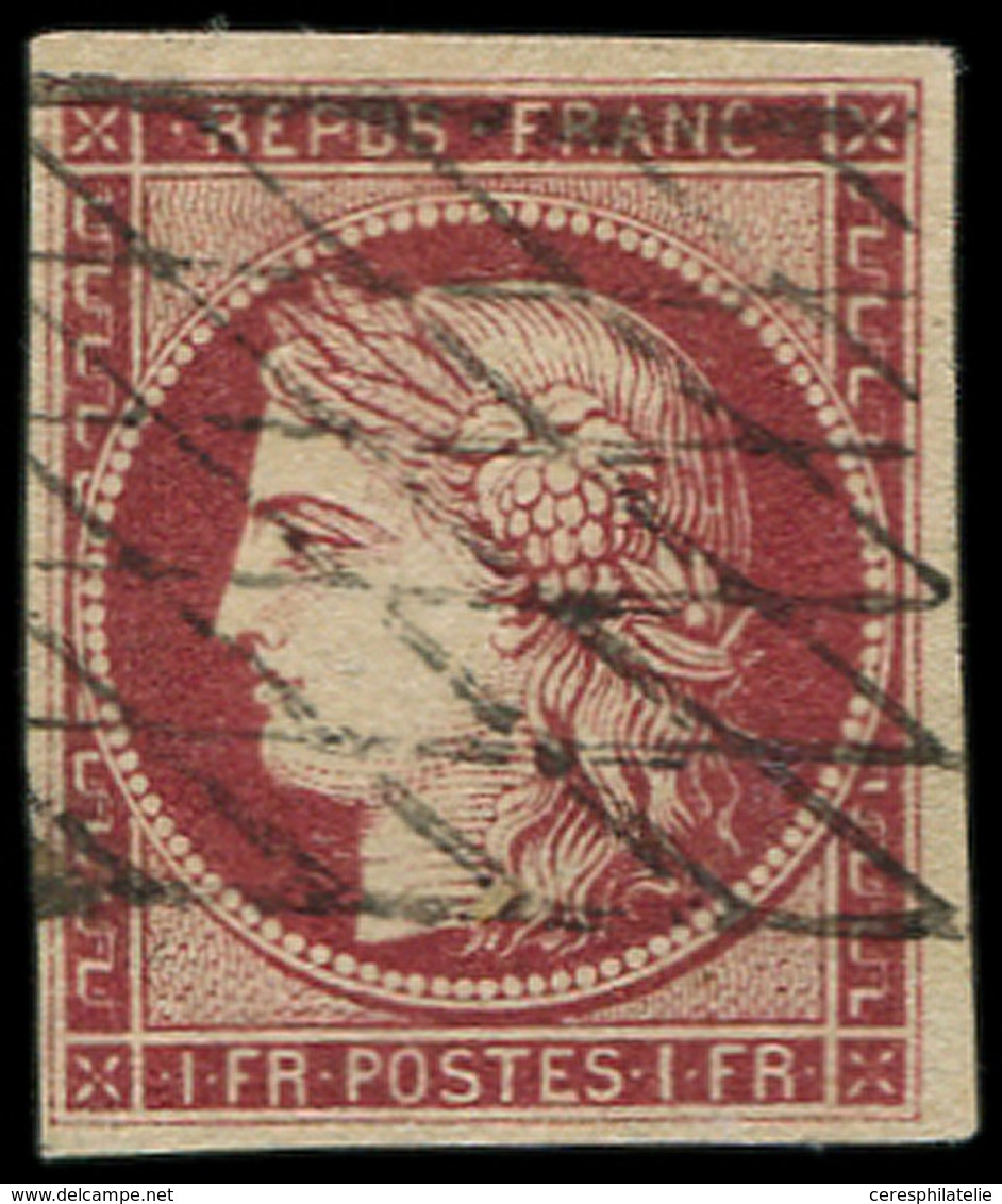 EMISSION DE 1849 - 6     1f. Carmin, Obl. GRILLE SANS FIN, TB. C - 1849-1850 Ceres