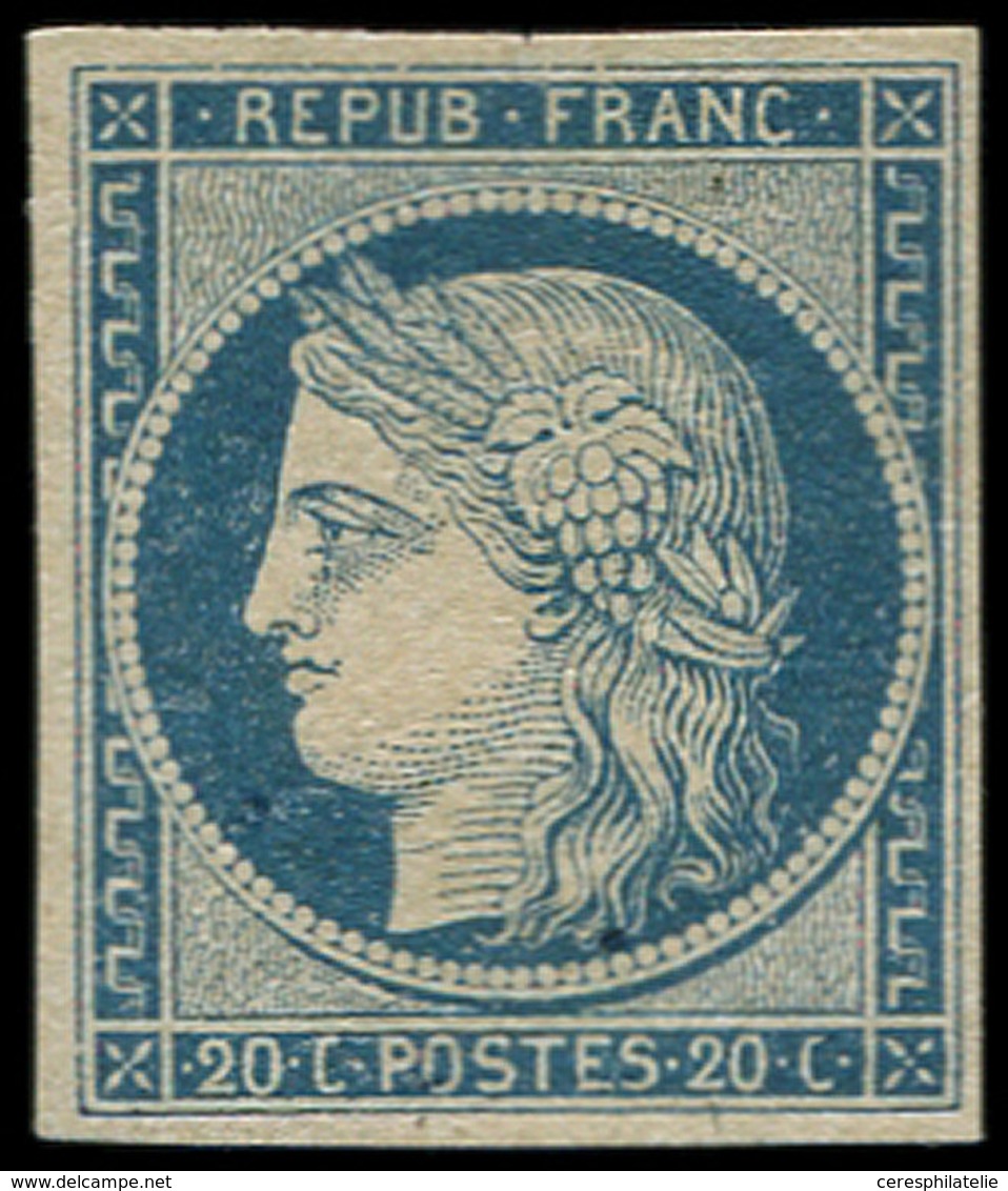 (*) EMISSION DE 1849 - 8a   20c. Bleu Dit "Marquelet", Frais Et TB. C - 1849-1850 Cérès