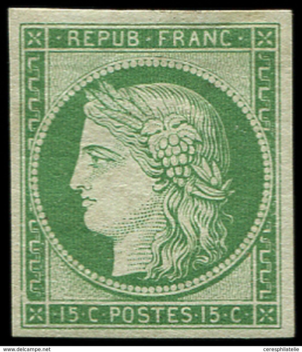 * EMISSION DE 1849 - R2e  15c. Vert, REIMPRESSION, TB - 1849-1850 Ceres