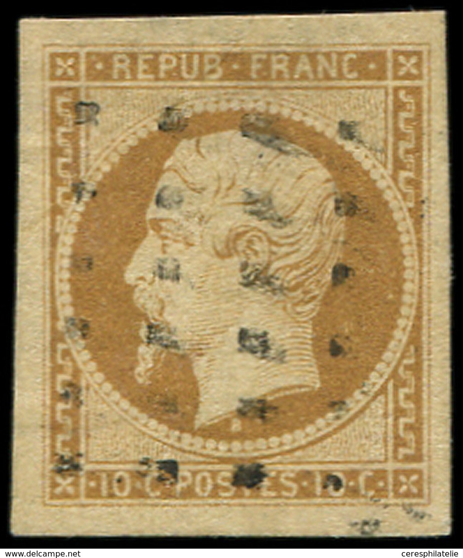 PRESIDENCE - 9    10c. Bistre-jaune, Obl. GROS POINTS, Inf. Pelurage Mais Marges énormes, Aspect Superbe - 1852 Louis-Napoleon