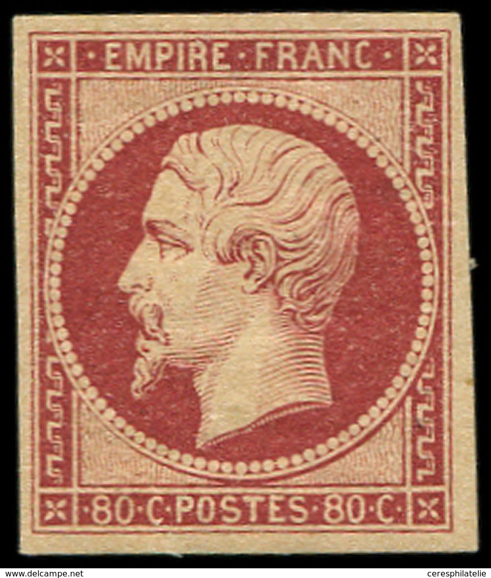 * EMPIRE NON DENTELE - 17A  80c. Carmin, Aminci, Aspect TB, Certif. Calves - 1853-1860 Napoléon III.