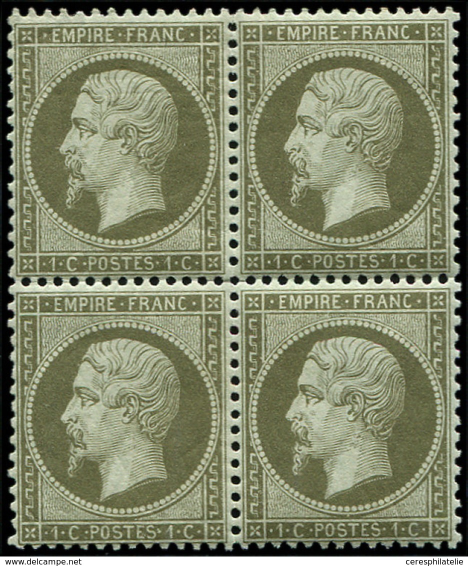 ** EMPIRE DENTELE - 19a   1c. Bronze, BLOC De 4, Fraîcheur Postale, TTB - 1862 Napoleon III