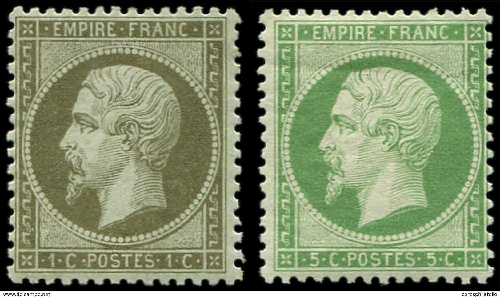 * EMPIRE DENTELE - 19 Et 20, 1c. Olive Et 5c. Vert, TB - 1862 Napoleon III