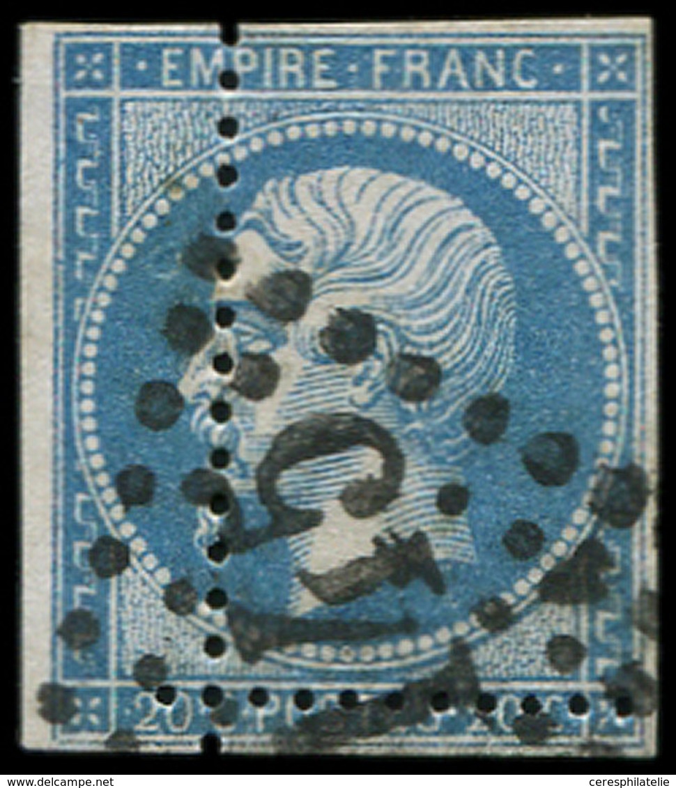 EMPIRE DENTELE - 22   20c. Bleu, Variété De PIQUAGE, Obl. GC, TB. S - 1862 Napoleon III
