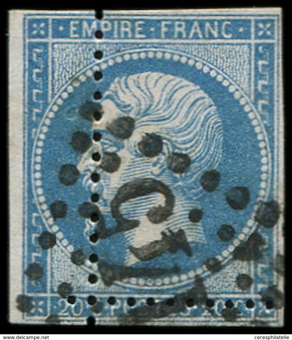 EMPIRE DENTELE - 22   20c. Bleu, Variété De PIQUAGE, Obl. GC, TB. S - 1862 Napoléon III