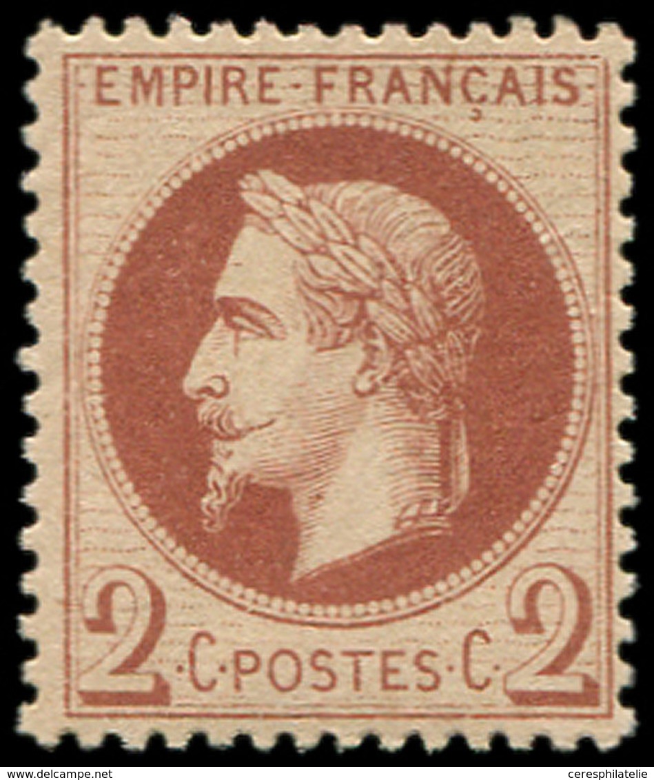 * EMPIRE LAURE - 26Ba  2c. Rouge-brun Foncé, T II, Ch. à Peine Visible, TB - 1863-1870 Napoléon III. Laure