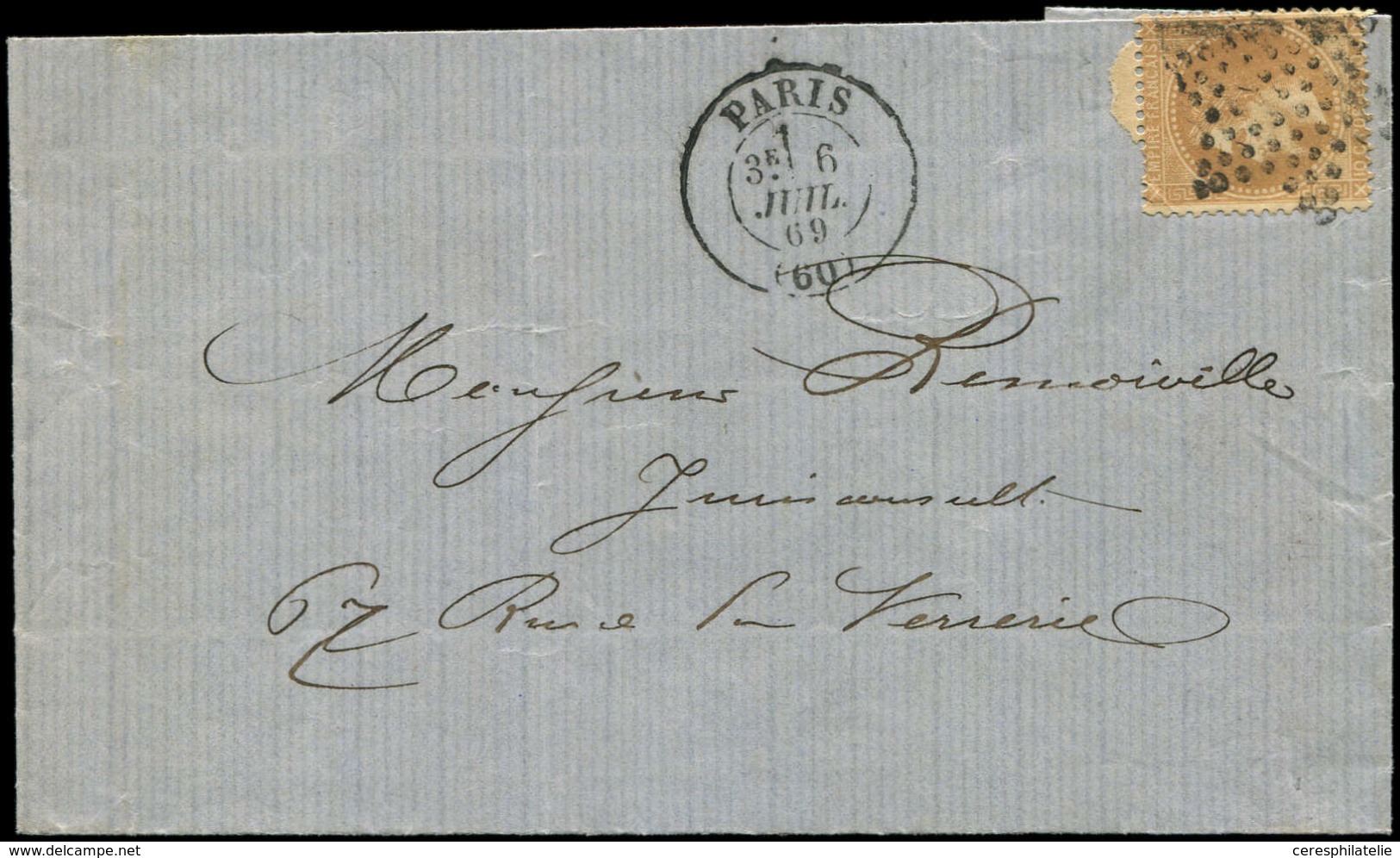 Let EMPIRE LAURE - 28A  10c. Bistre T I Variété D'impression TRES DEFECTUEUSE De L'effigie, Obl. Etoile S. LAC Locale, C - 1863-1870 Napoleon III With Laurels