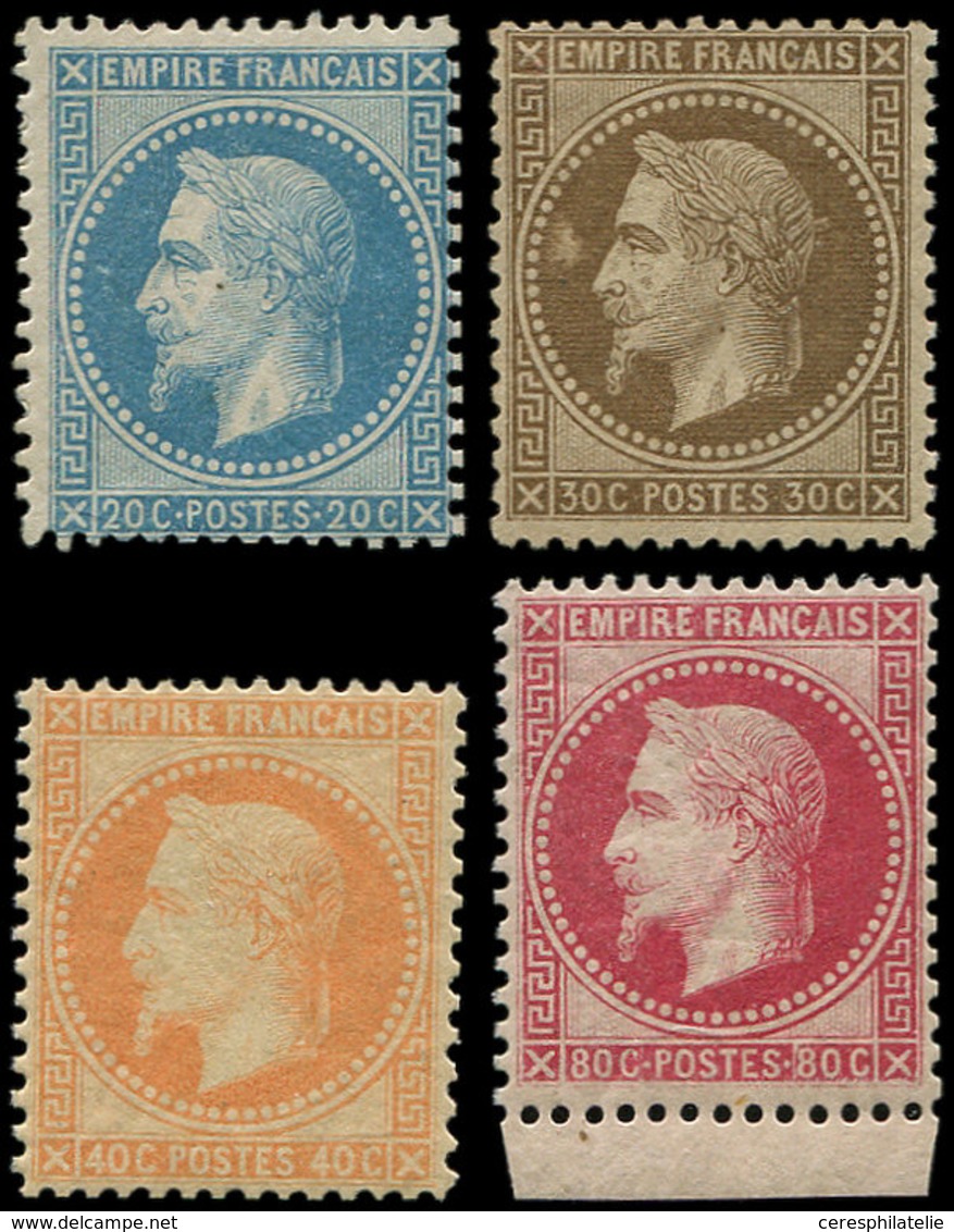 EMPIRE LAURE - 29B, 30, 31 Et 32, 20c. Bleu, T II, 30c. Brun, 40c. Orange Et 80c. Rose Bdf, * Et **, Signés Calves (sf. - 1863-1870 Napoleon III With Laurels