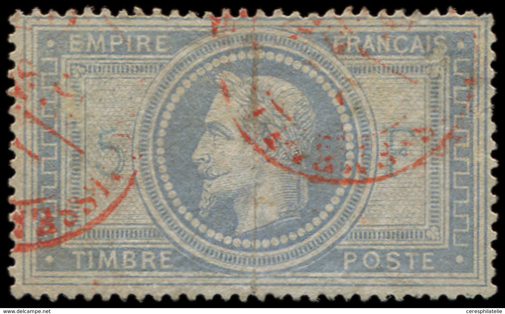 EMPIRE LAURE - 33    5f. Violet-gris, Obl. Cachet Rouge Des Imprimés, Défectueux, Aspect TB. C - 1863-1870 Napoleone III Con Gli Allori