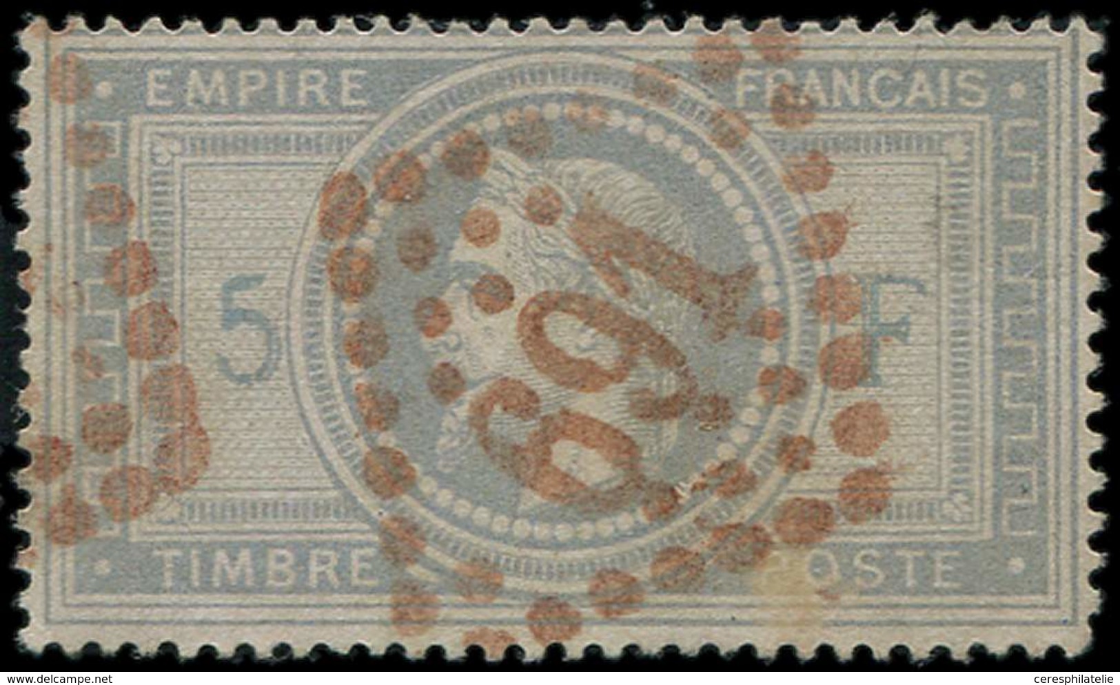 EMPIRE LAURE - 33    5f. Gris-violet, Oblitéré GC ROUGE 691, TTB. S - 1863-1870 Napoleon III With Laurels