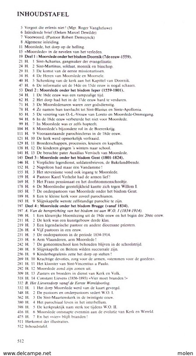 MOORSLEDE HET LIEVENSDORP 512blz ©1988 SLYPSKAPELLE DADIZELE  Geschiedenis Heemkunde Histoire Erfgoed Boek Z629 - Moorslede