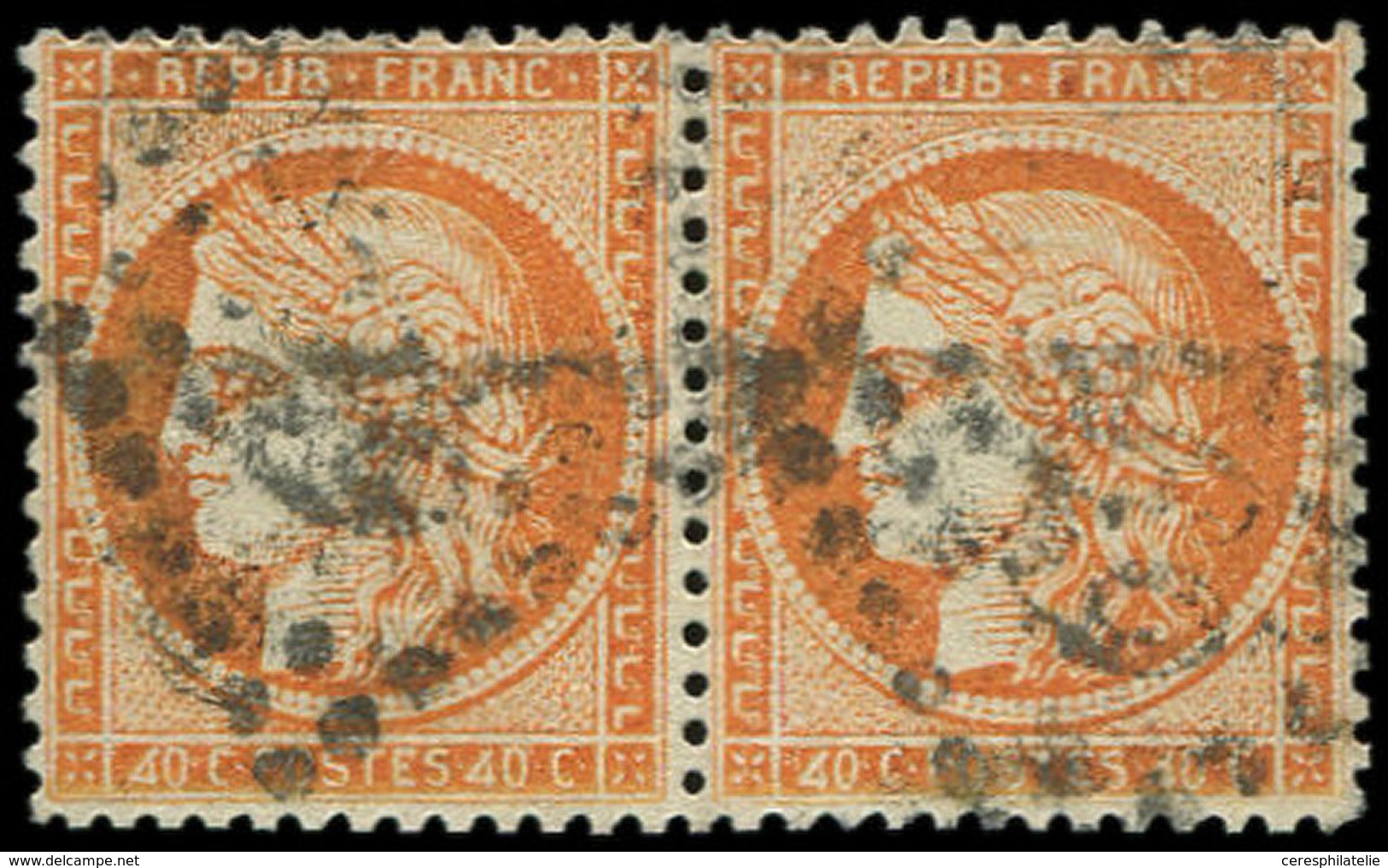 SIEGE DE PARIS - 38f  40c. Orange, PAIRE De 4 RETOUCHES, Obl., RR, TB. C - 1870 Siege Of Paris