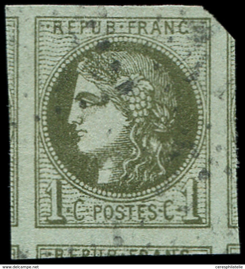 EMISSION DE BORDEAUX - 39A   1c. Olive, 5 VOISINS, Obl. Légère, Superbe. C - 1870 Bordeaux Printing