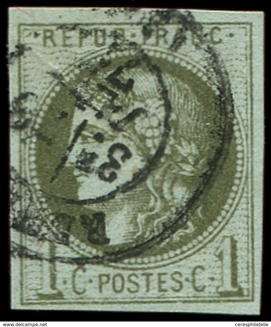 EMISSION DE BORDEAUX - 39A   1c. Olive, R I, Obl. Càd T17 RENNES 29/1/71 (fin Du Siège), TB - 1870 Ausgabe Bordeaux