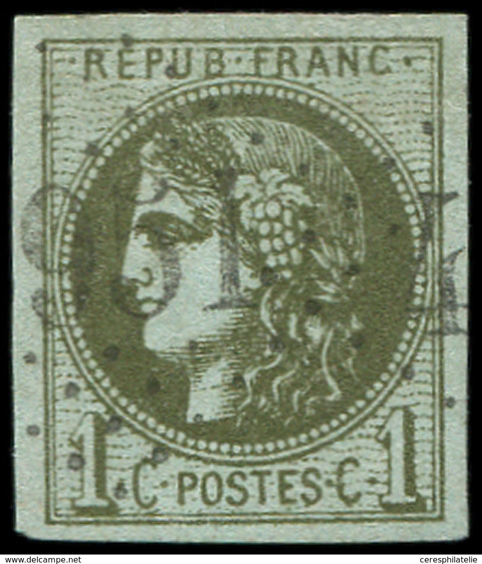 EMISSION DE BORDEAUX - 39B   1c. Olive, R II, Obl. GC (4)951, Grandes Marges, TTB - 1870 Bordeaux Printing