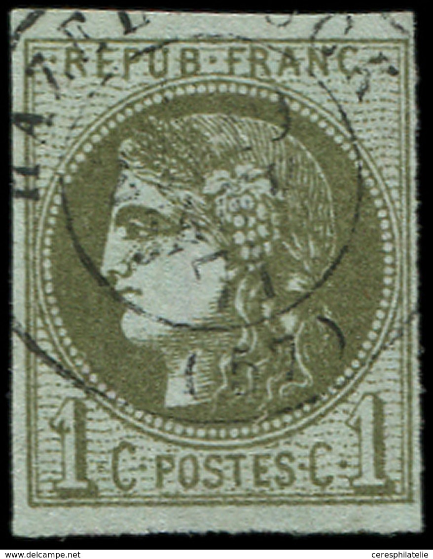 EMISSION DE BORDEAUX - 39B   1c. Olive, R II, Pos. 4, Obl. Càd T17 HAZEBROUCK 19/1/71, Frappe TTB - 1870 Ausgabe Bordeaux