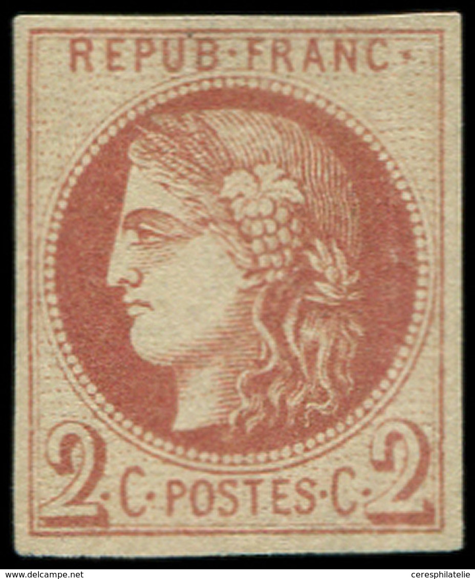 (*) EMISSION DE BORDEAUX - 40Af  2c. Brun-rouge, Impression Fine De Tours, Petit Pelurage, Aspect TB - 1870 Uitgave Van Bordeaux
