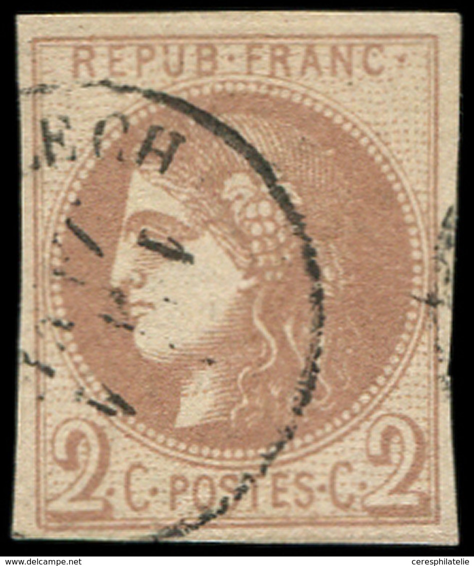 EMISSION DE BORDEAUX - 40A   2c. Chocolat Clair, R I, Obl. Càd T16, TTB. C - 1870 Uitgave Van Bordeaux