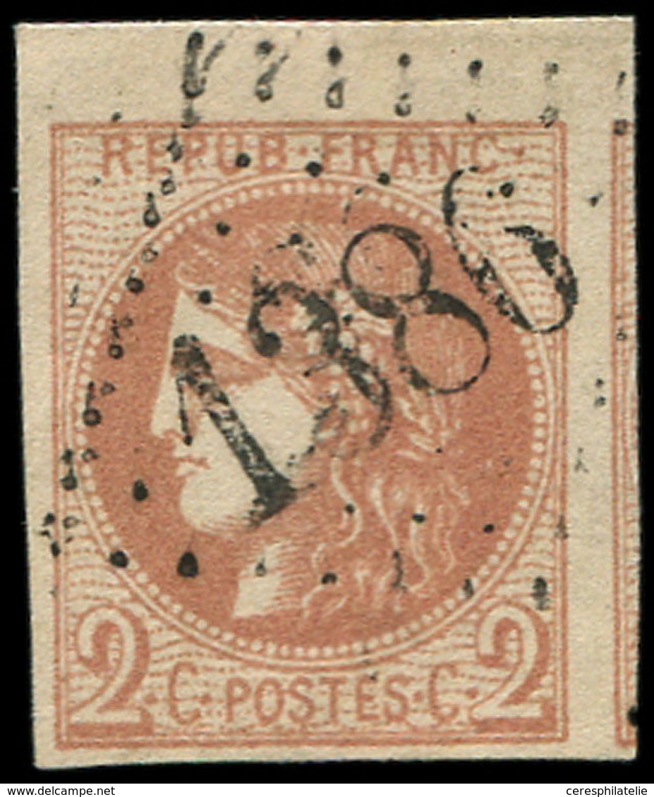 EMISSION DE BORDEAUX - 40B   2c. Brun-rouge, R II, Voisin à Droite Et Petit Bdf, Obl. GC 1386, Superbe - 1870 Bordeaux Printing