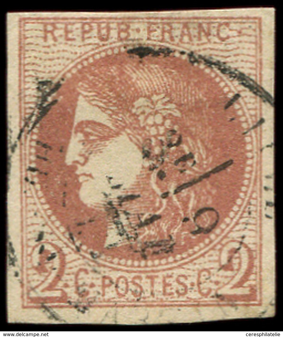 EMISSION DE BORDEAUX - 40B   2c. Brun-rouge, R II, Obl. Càd T17, TB. J - 1870 Ausgabe Bordeaux