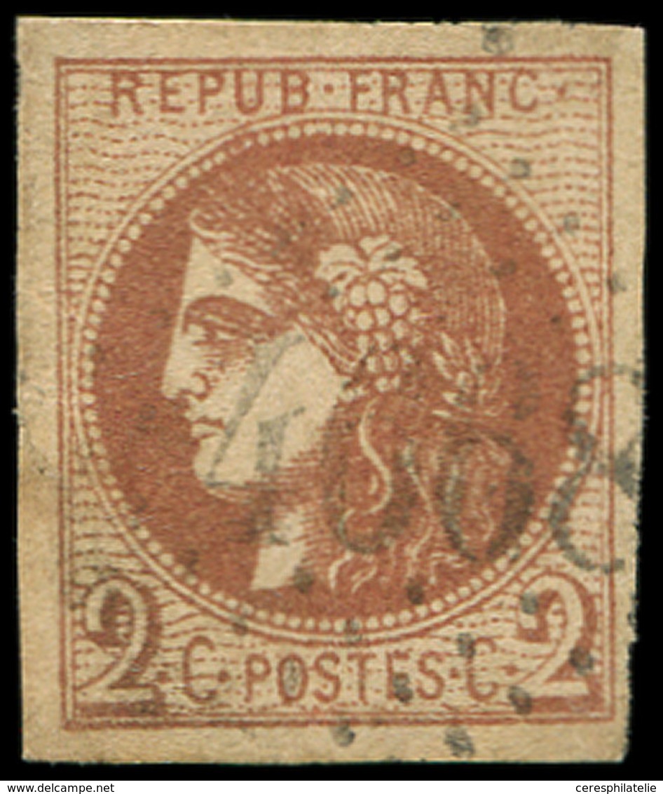 EMISSION DE BORDEAUX - 40B   2c. Brun-rouge, R II, Obl. GC, Belles Marges, TB - 1870 Ausgabe Bordeaux