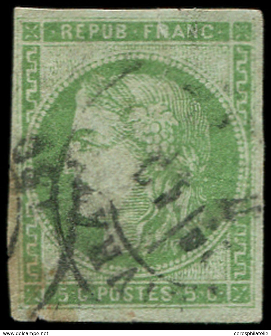 EMISSION DE BORDEAUX - 42A   5c. Vert-jaune, R I, Obl. Càd, Pelurage, Aspect TB, Rare. C - 1870 Ausgabe Bordeaux