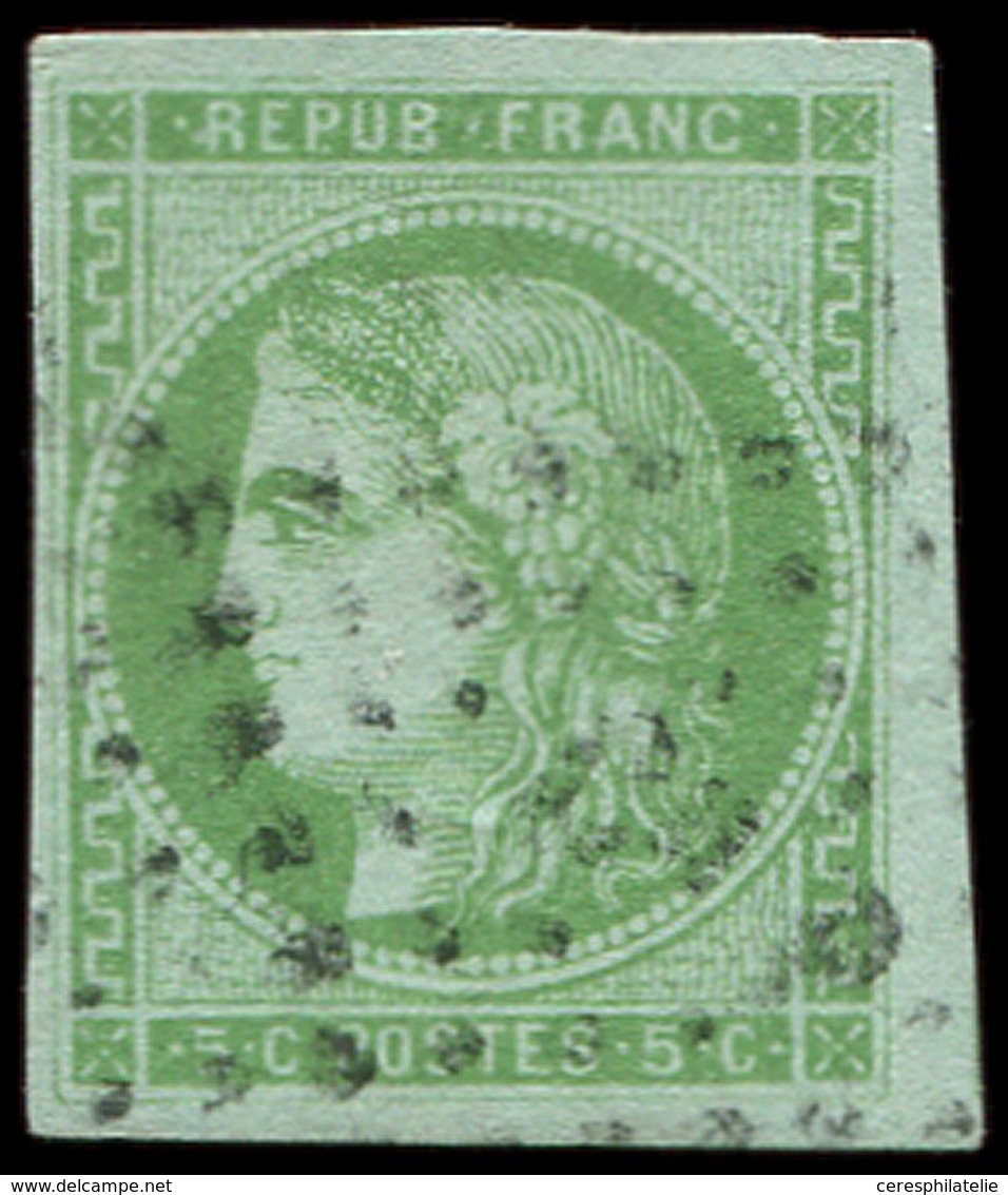 EMISSION DE BORDEAUX - 42B   5c. Vert-jaune, R II, Grandes Marges, Obl. Ambulant, TTB - 1870 Ausgabe Bordeaux