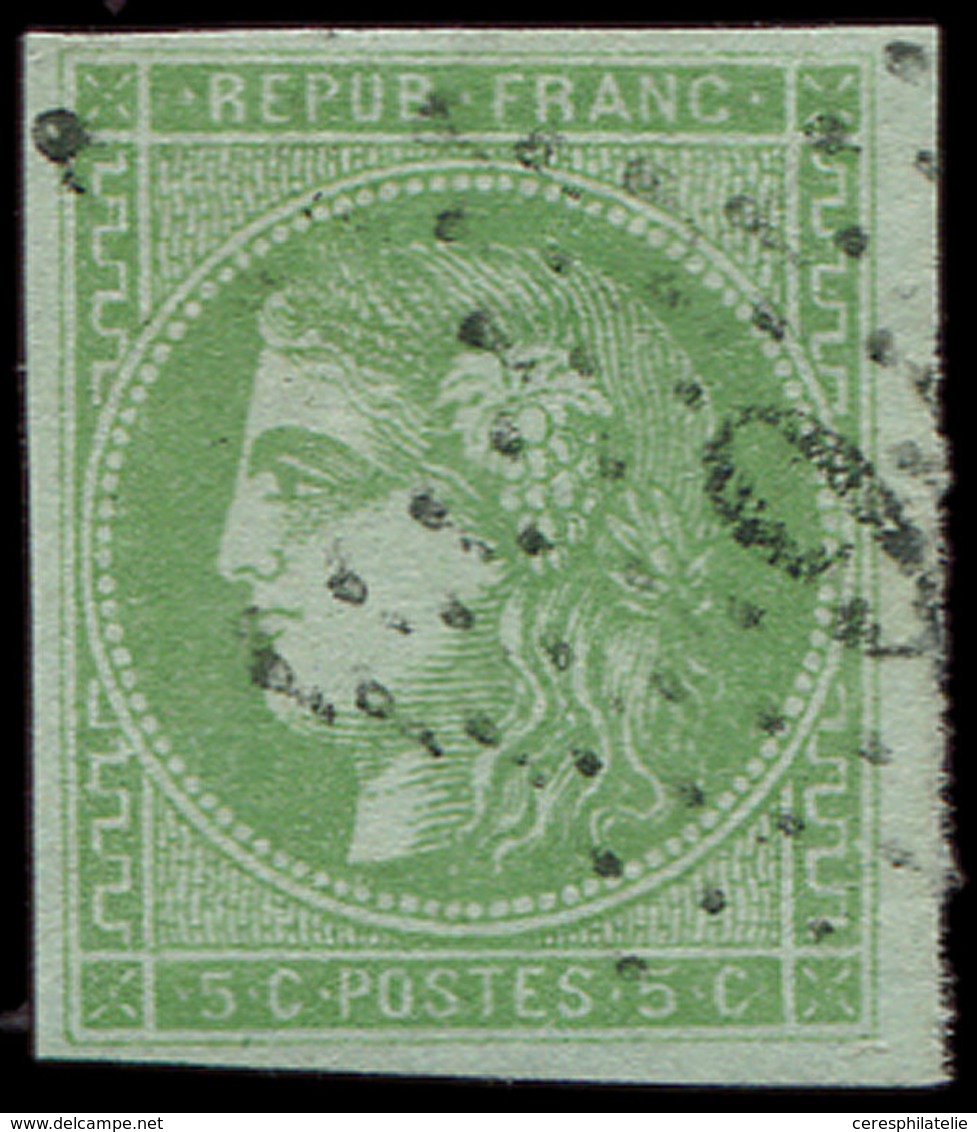 EMISSION DE BORDEAUX - 42B   5c. Vert, R II, Obl. ETOILE 9 De La Rue Montaigne, R Et TB - 1870 Ausgabe Bordeaux