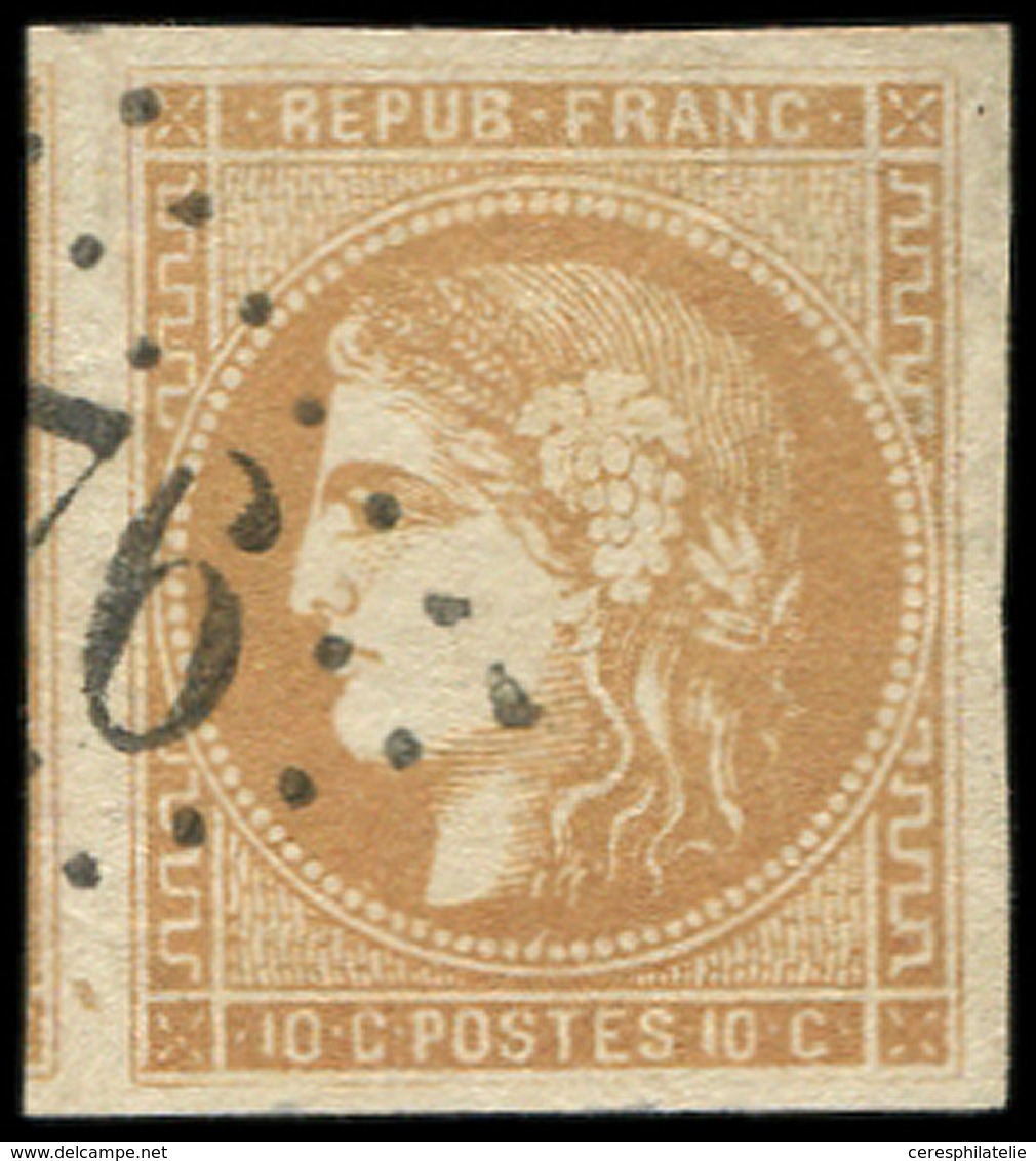 EMISSION DE BORDEAUX - 43A  10c. Bistre, R I, Obl. GC, Voisin à Gauche, Frappe TTB, Superbe - 1870 Bordeaux Printing