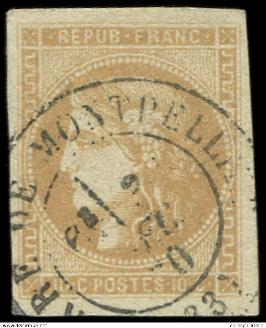 EMISSION DE BORDEAUX - 43A  10c. Bistre, R I, Obl. Càd T17 MONTPELLIER, TTB - 1870 Bordeaux Printing