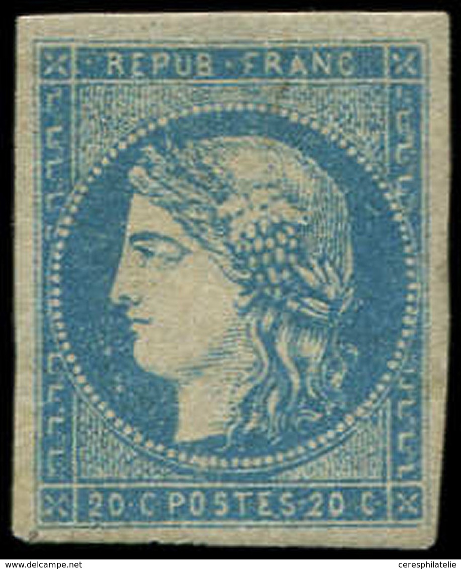 * EMISSION DE BORDEAUX - 44B  20c. Bleu, T I, R II (Pos. 12), Restauré, Aspect TB - 1870 Bordeaux Printing