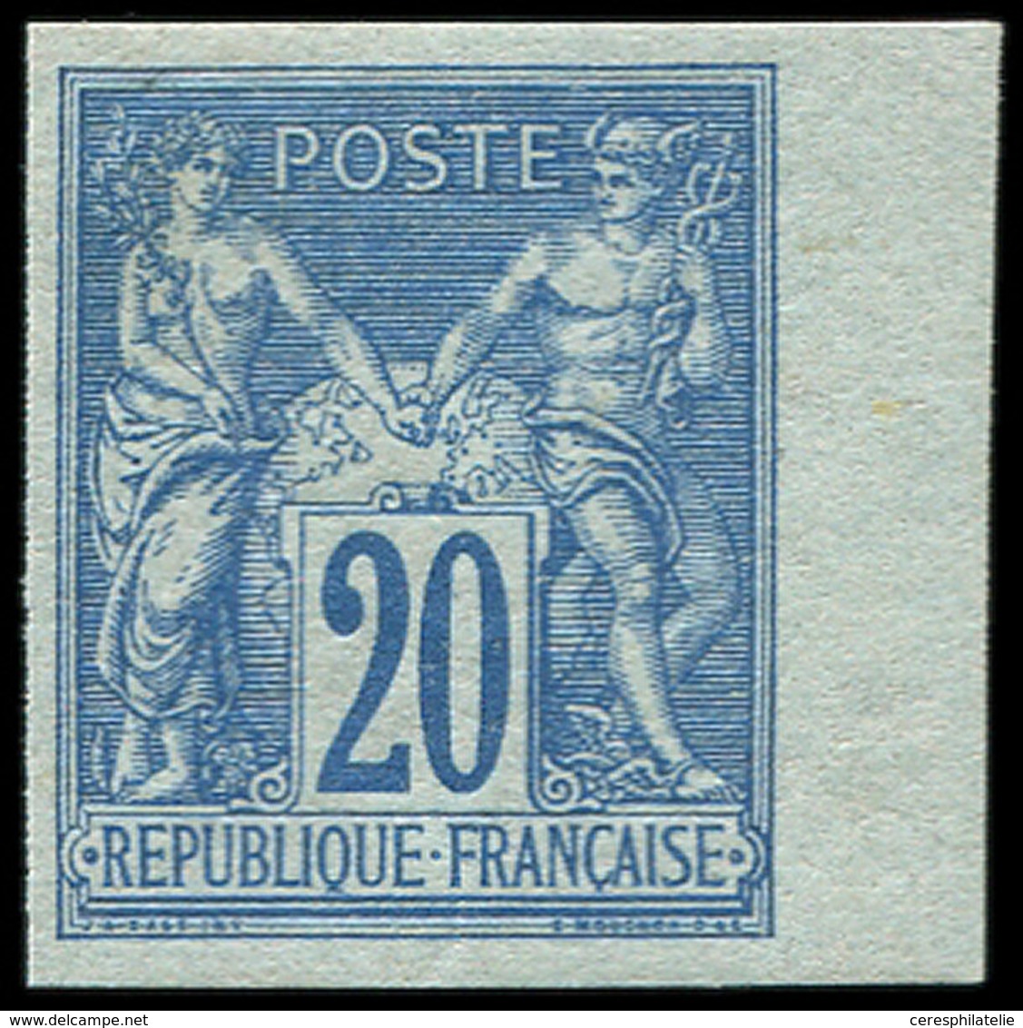 * TYPE SAGE - 73a  20c. Turquoise, NON DENTELE, Petit Bdf, Frais Et TTB - 1876-1878 Sage (Type I)