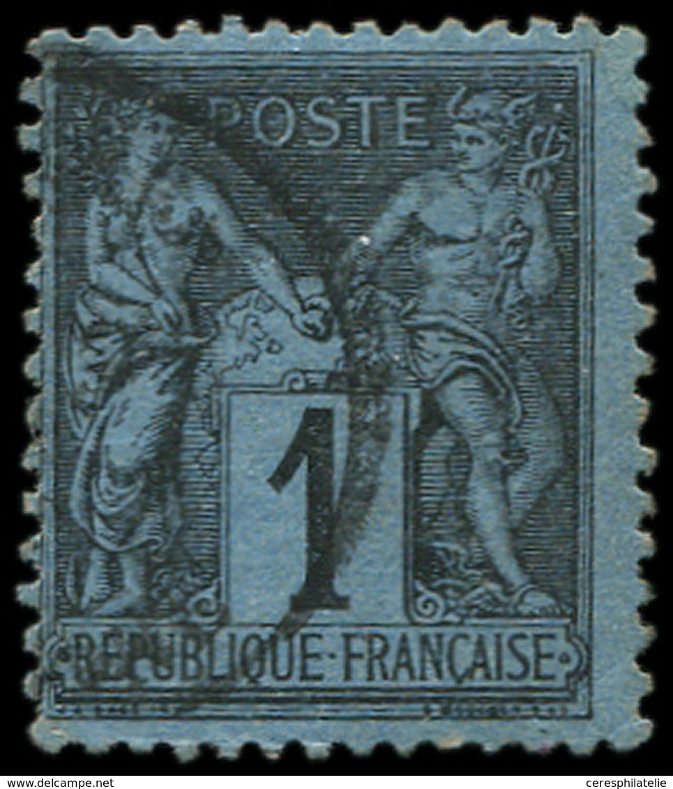 TYPE SAGE - 84    1c. Noir Sur BLEU DE PRUSSE, Obl., Restauré, Aspect TB, Certif. Calves - 1876-1878 Sage (Type I)