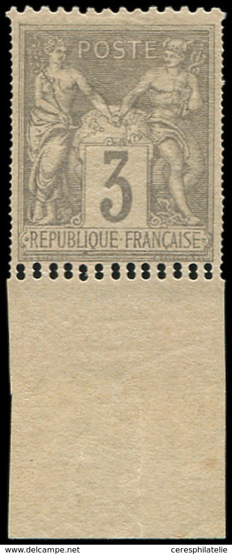 * TYPE SAGE - 87    3c. Gris, DOUBLE PIQUAGE, Bdf, TB - 1876-1878 Sage (Type I)