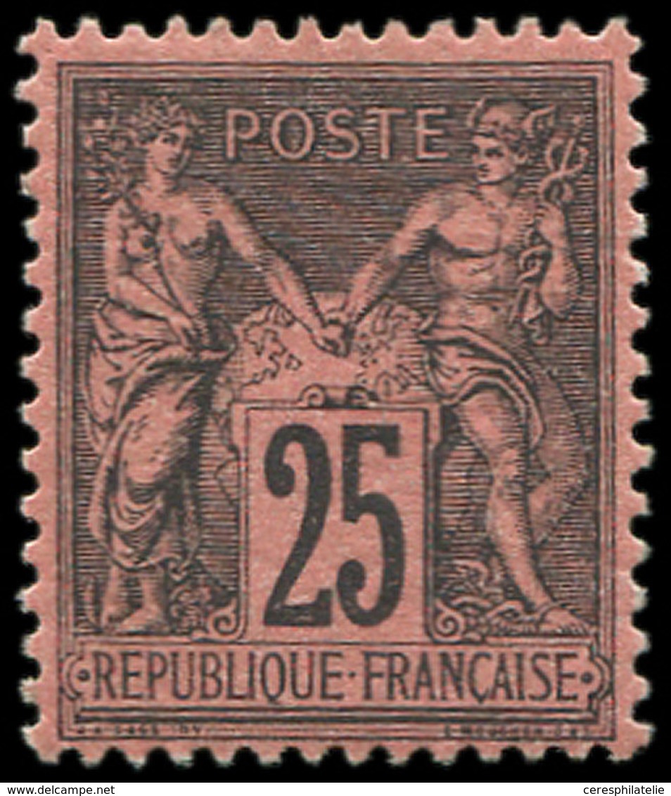 * TYPE SAGE - 91   25c. Noir Sur Rouge, Bon Centrage, Ch. Légère, TTB - 1876-1878 Sage (Type I)