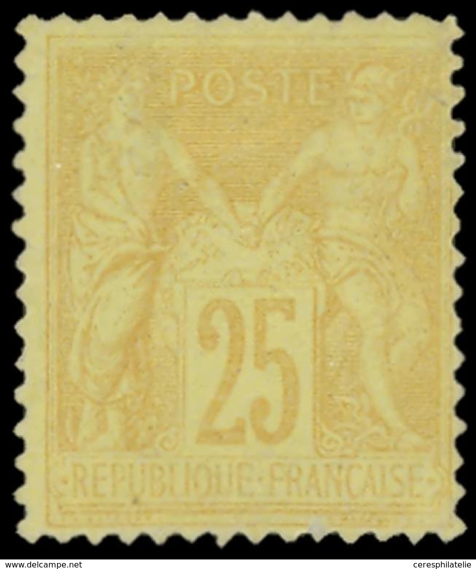 * TYPE SAGE - 92a  25c. Jaune Sur Bistre Jaune, Petite Ch., TB - 1876-1878 Sage (Type I)