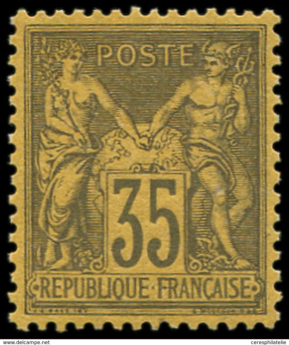 ** TYPE SAGE - 93   35c. Violet Noir Sur Jaune, Centrage Parfait, Frais Et Superbe. J - 1876-1878 Sage (Type I)