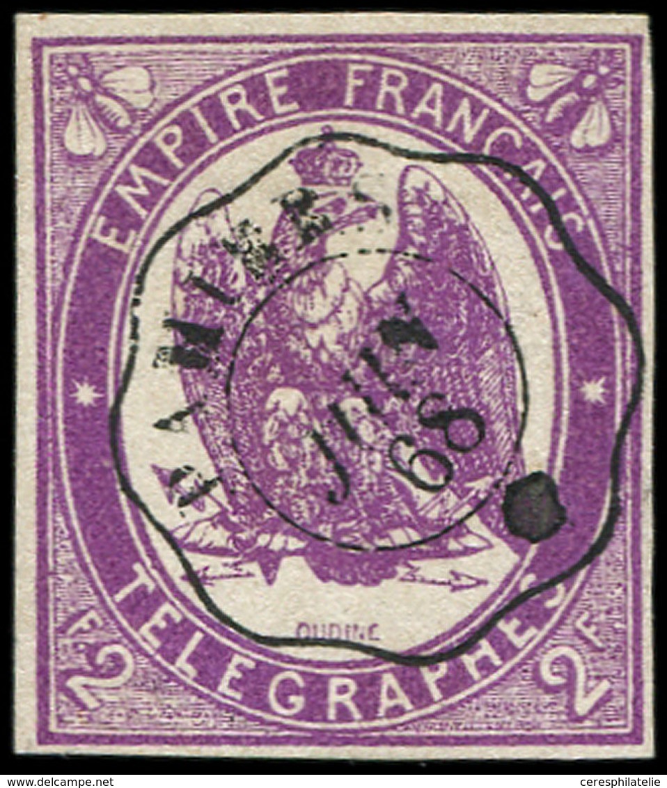 TELEGRAPHE - Télégraphe 4 : 2f. Violet, Obl. PAMIERS ( )/6/68, TB - Telegraph And Telephone