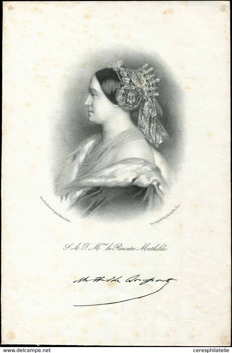 Let LETTRES SANS TIMBRE ET DOCUMENTS DIVERS - 2 Lettres Signées De La Princesse Mathilde Fille Du Roi Jérôme Bonaparte + - Autres & Non Classés