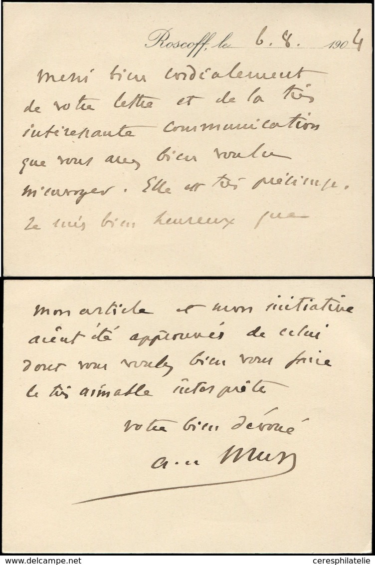 Let LETTRES SANS TIMBRE ET DOCUMENTS DIVERS - Carte Autographe Du Comte Albert De Mun (1841-1914) Datée Du 6/8/1904, TB - Other & Unclassified