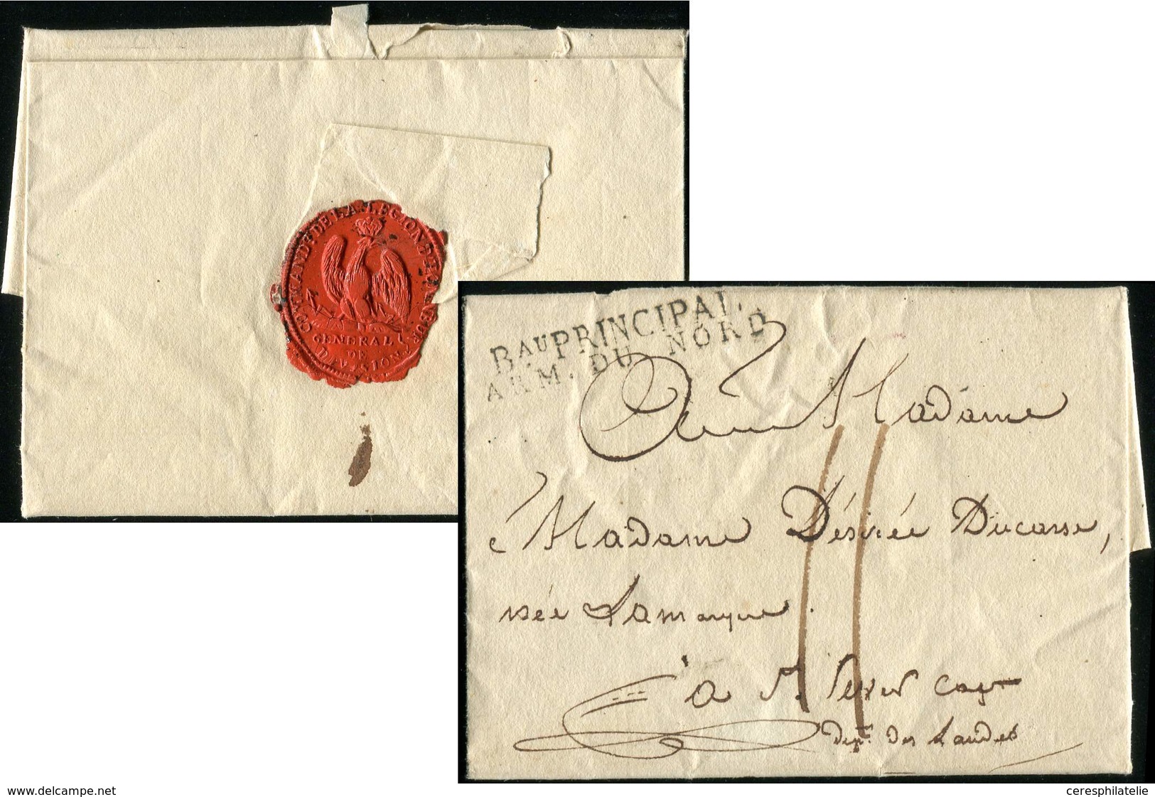 Let MARQUES POSTALES D'ARMEES - MP BauPRINCIPAL/ARM. DU NORD Sur LAC De 1809, TB - Army Postmarks (before 1900)