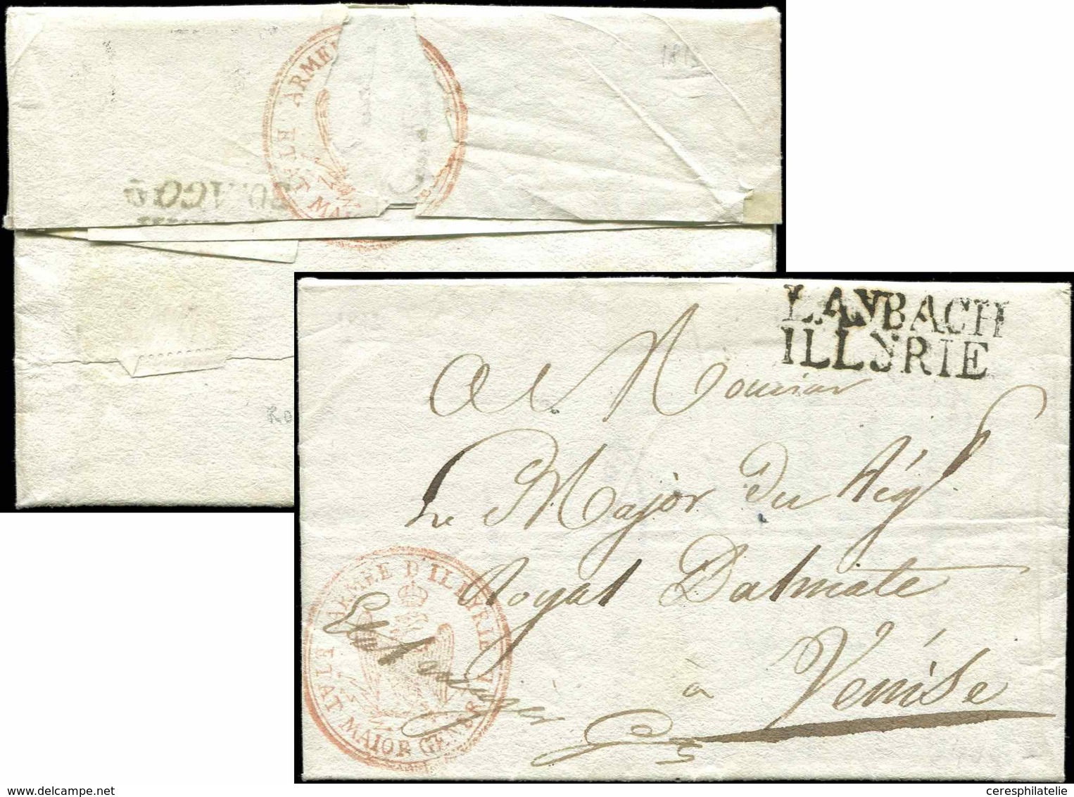 Let MARQUES POSTALES D'ARMEES - MP LAYBACH/ILLYRIE Sur LAC De 1812, Cachet Rouge Aigle Impérial, ARMEE D'ILLYRIE/ETAT MA - Army Postmarks (before 1900)