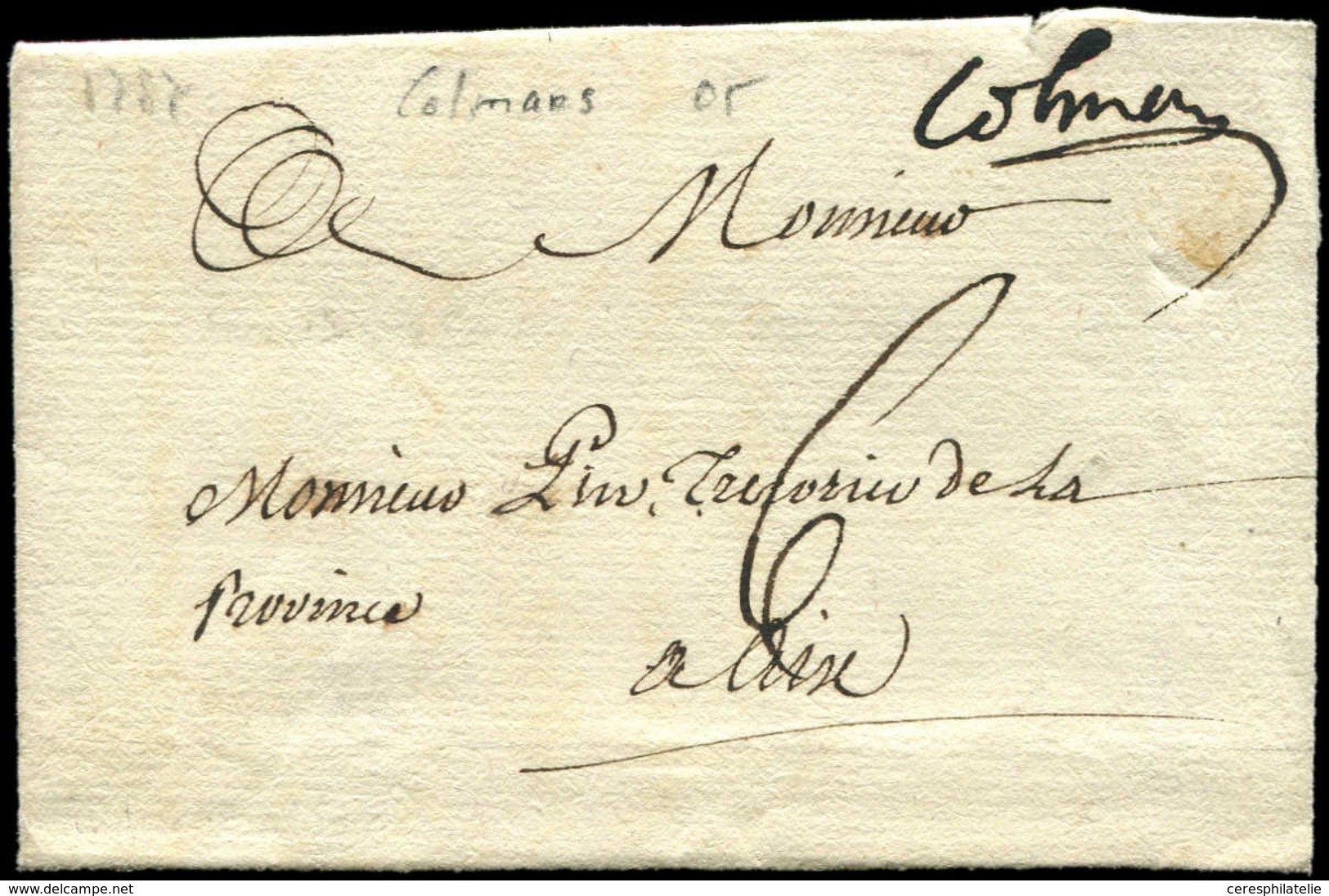 Let OBLITERATIONS PAR DEPARTEMENTS - 5/BASSES ALPES MP Manuscrite "Colmars" Sur LAC De 1787, Superbe - 1849-1876: Periodo Classico